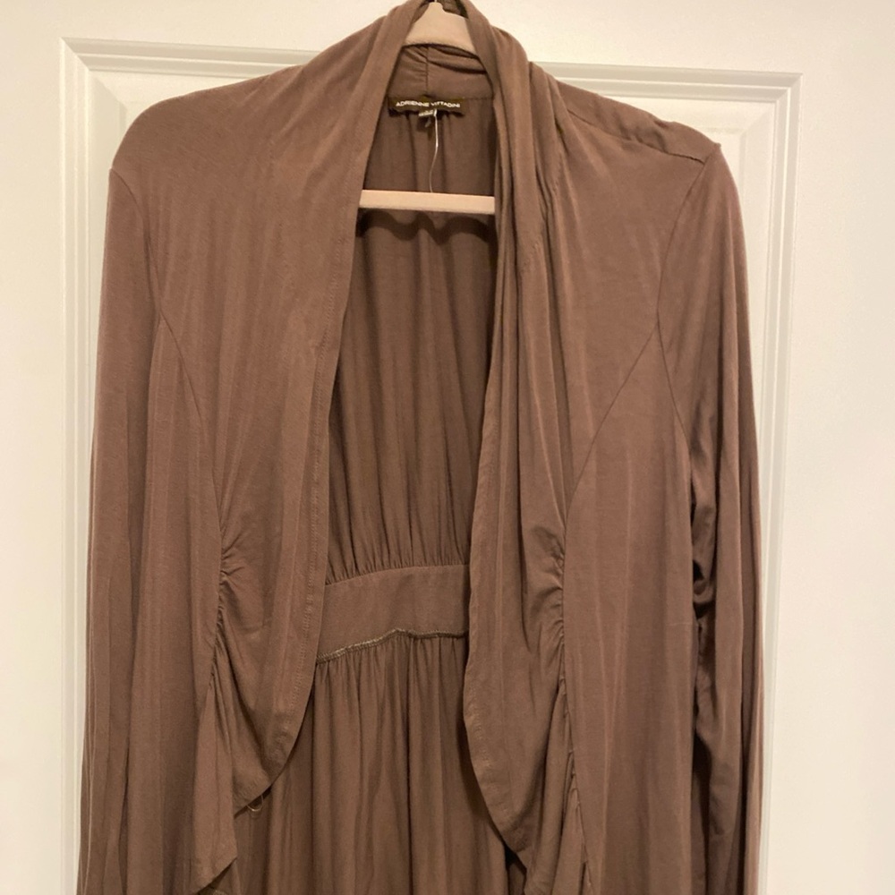Adrienne Vittadini Woman’s Top  Tunic Jacket Wrap Style Brown Sz L